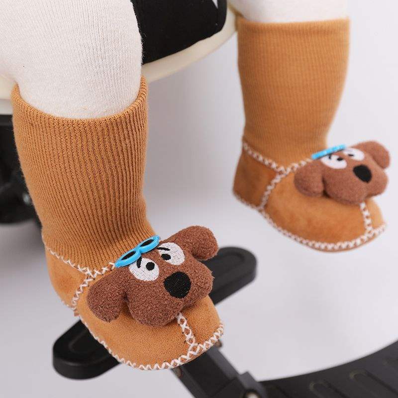 Winter Soft-soled Newborn Baby Cotton Shoes 0-6 Months Thickened Baby Anti-drop Socks Shoes Keep Warm and Do Not Lose Fluff Shoes