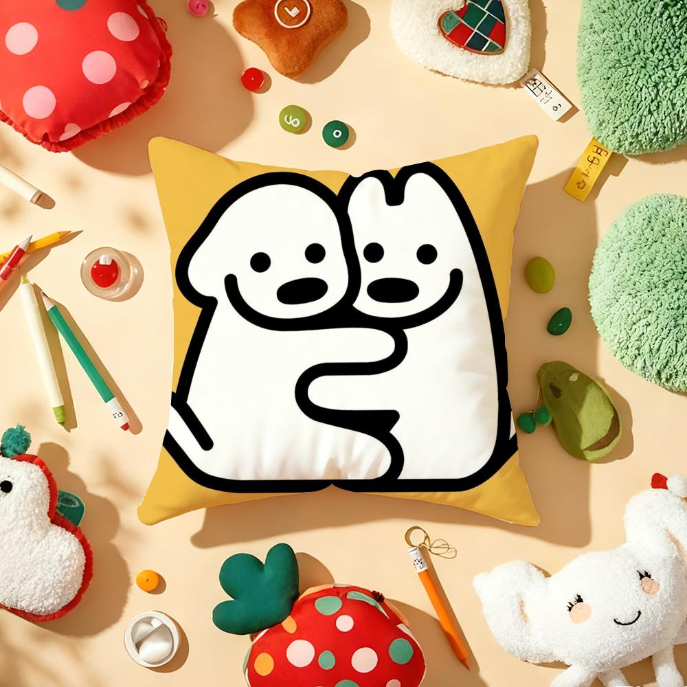 Korea M-Matsui Cute Dog Cushion Cover Plush Fabric Soft Double-Sided Printed Sofa Warm Winter Home Gift Pillow Cover
