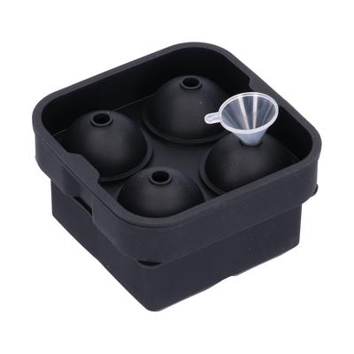 2Pcs Ice Mold 4‑Grids Reusable Elastic Silicone DIY Ice Cubes Maker Mold Tray Black