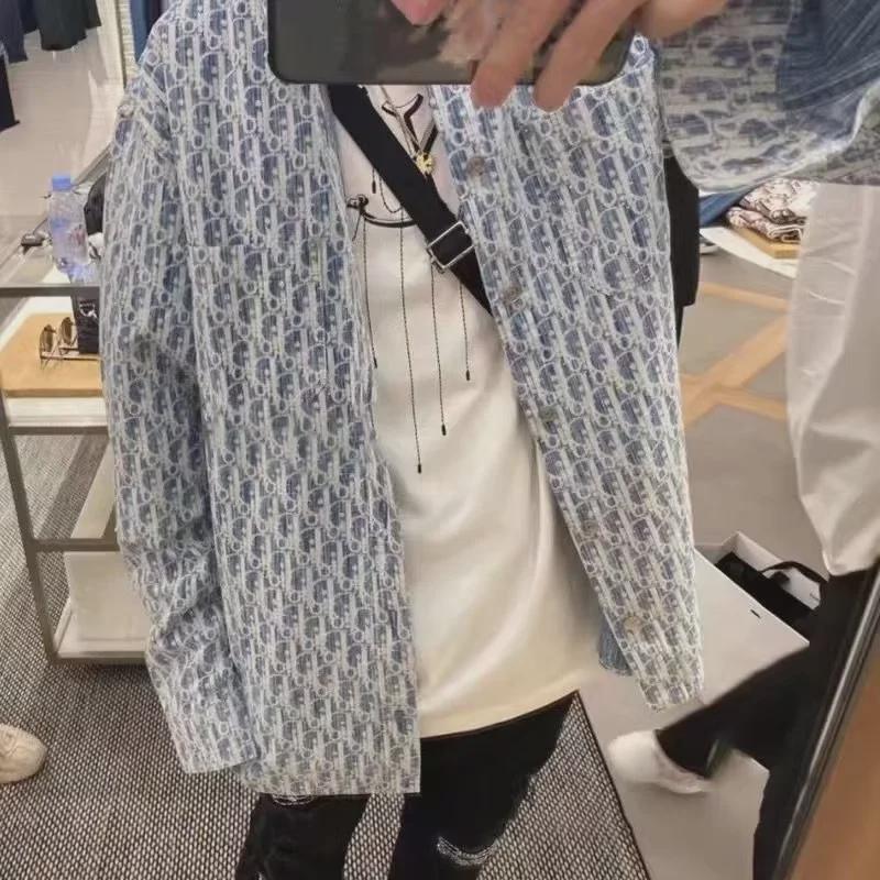 Men's Summer Geometric Print Long-Sleeve Casual Shirt - Trendy Korean Style