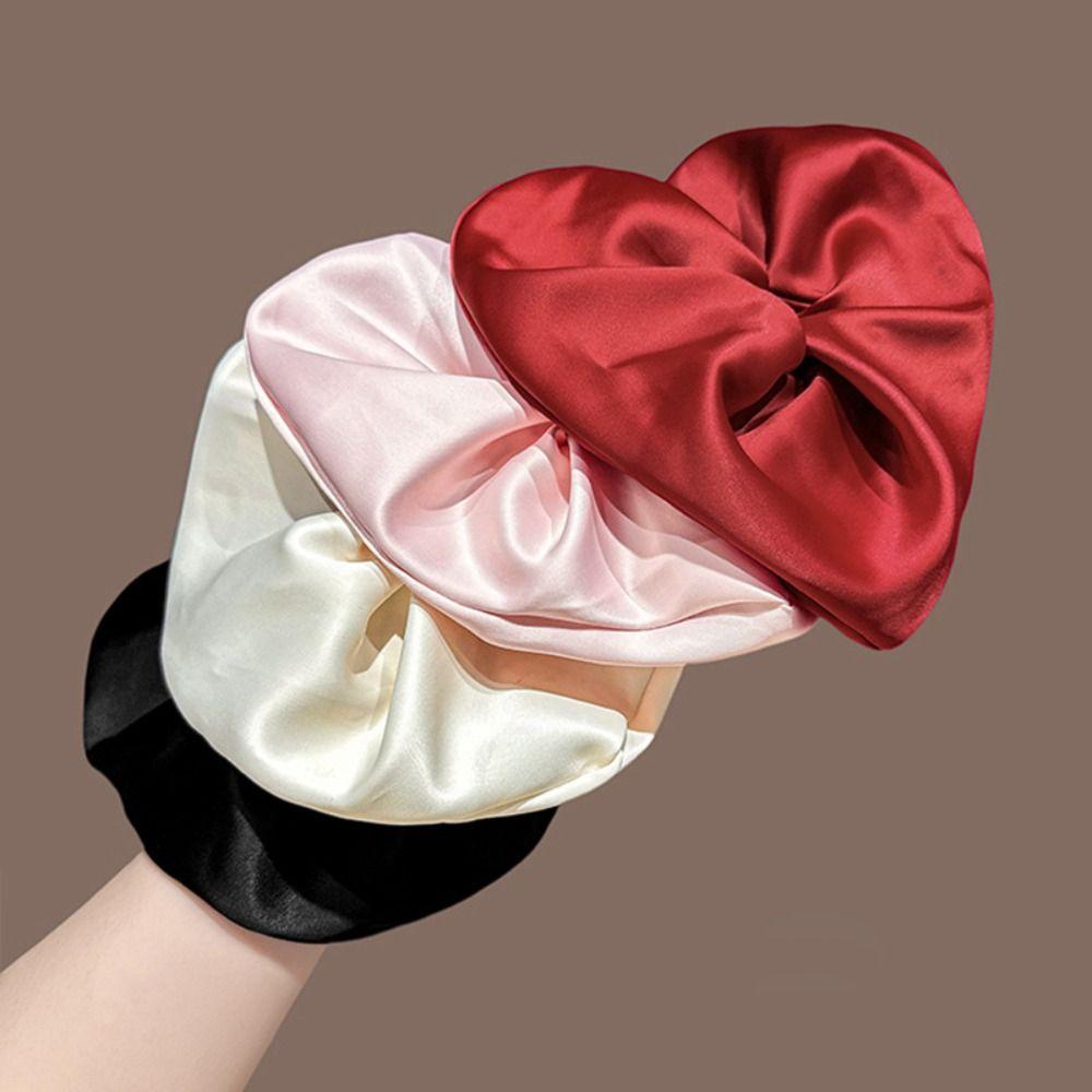 Love Large Satin Hair Scrunchies Heart Shape Ponytail Elastic Rubber Band  Ladies
