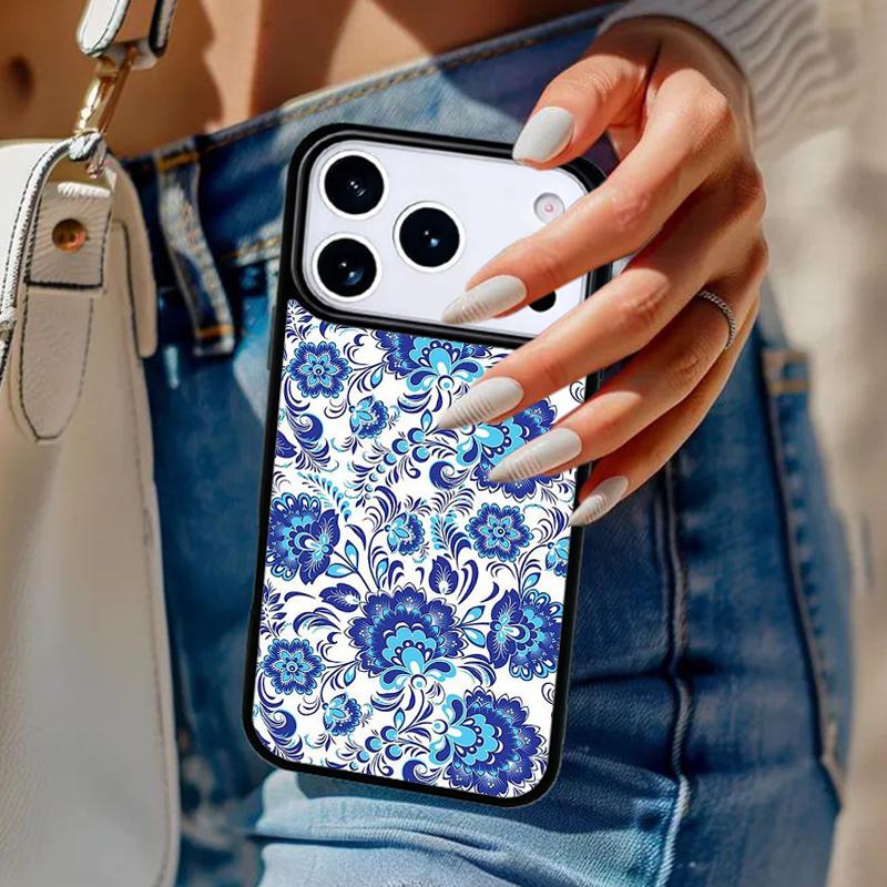Khokhloma Russian Pattern Flower Phone Case For iPhone 17 Air 14 15 13 12 Max Cover For Apple 14 15 16 16e 11 Pro Max Plus