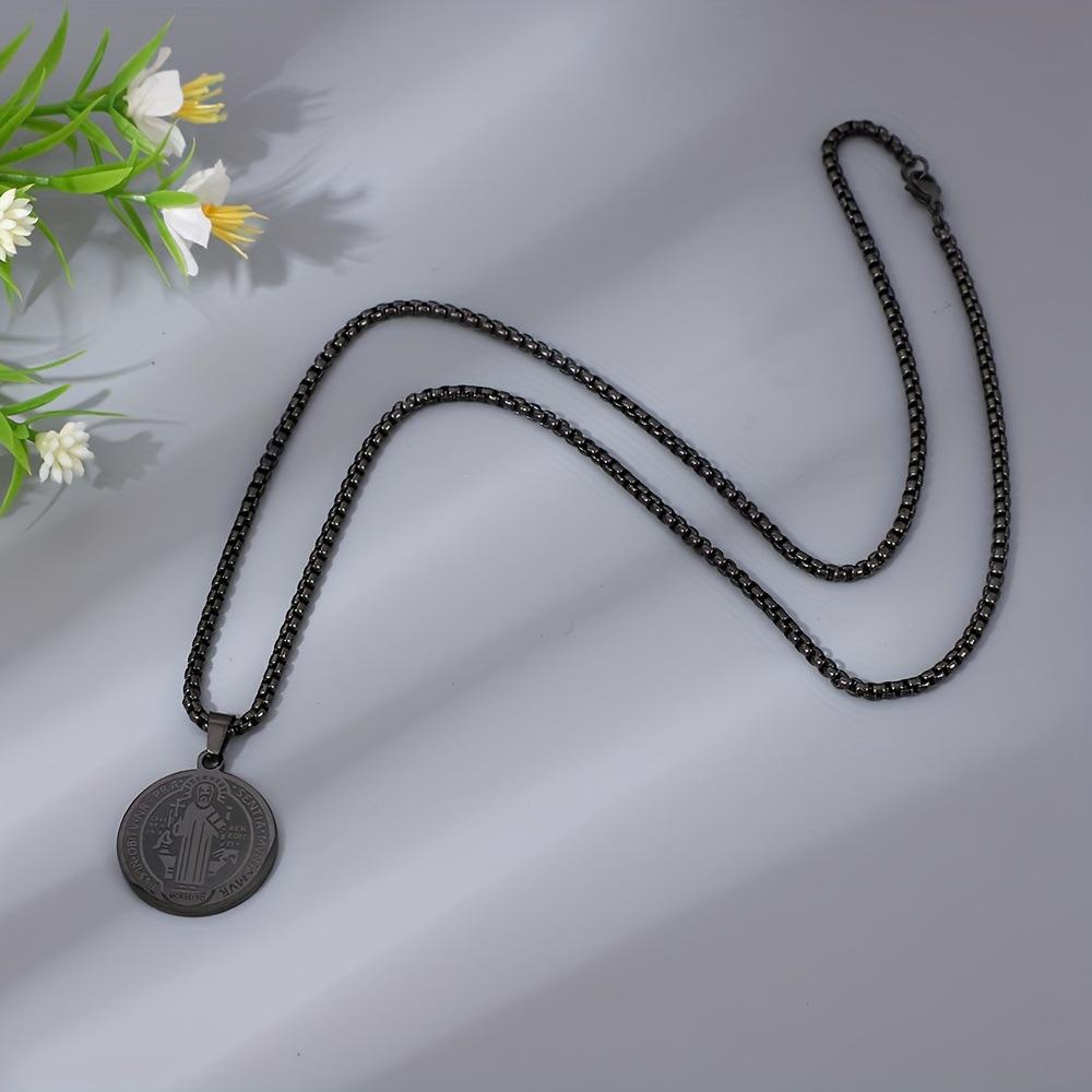 Trendy Brand Exorcist Letter Round Brand Jewelry Retro Men s Necklace Pendant 60CM(Necklace Long)