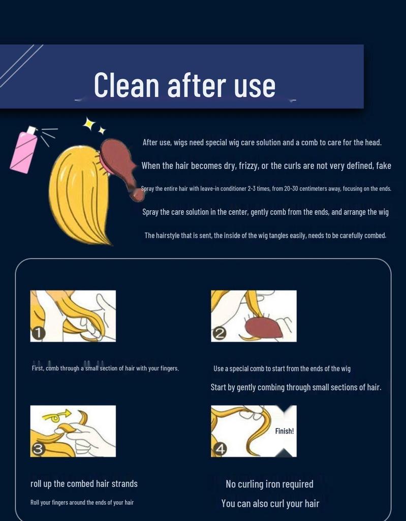 Milchweißes Goldfarbenes Langes Lockiges Haarteil mit Wasserwellen, Mittelscheitel und Acht-Zeichen-Pony - Natürlicher Lolita-Stil Vollhaarteil