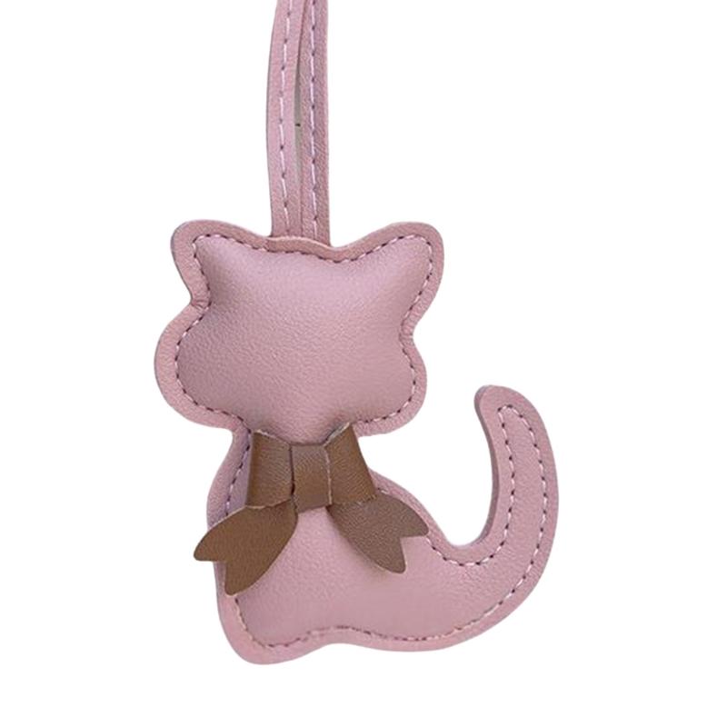 Modischer PU-Schleifen-Schlüsselanhänger mit Katzen-Detail für Handtasche, Schlüssel, Rucksack, Stilvoller Taschen-Hänge-Dekor-Anhänger
