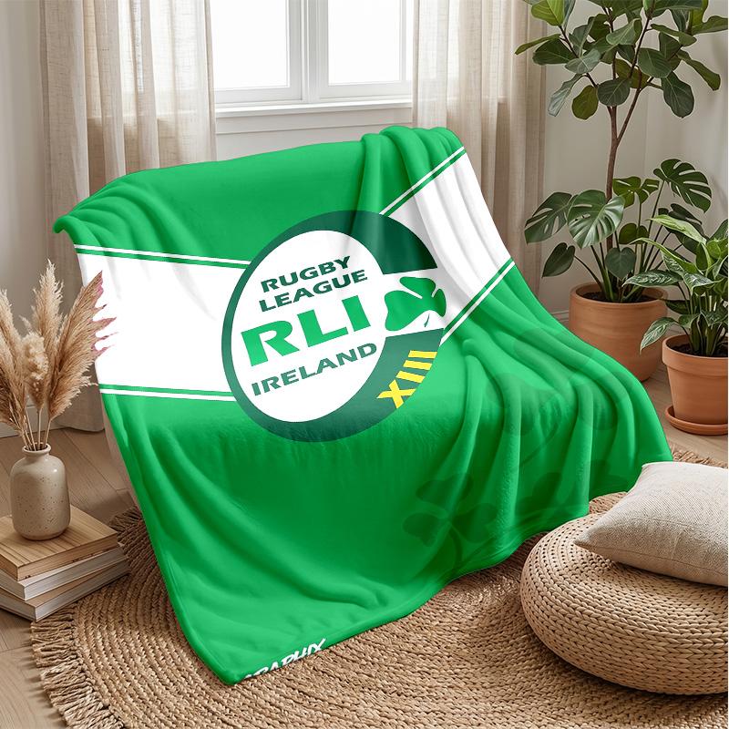Coperta in Flanella Pile Rugby Irlanda Coperta Calda e Accogliente per Divano Letto Viaggio Uso in Tutte le Stagioni