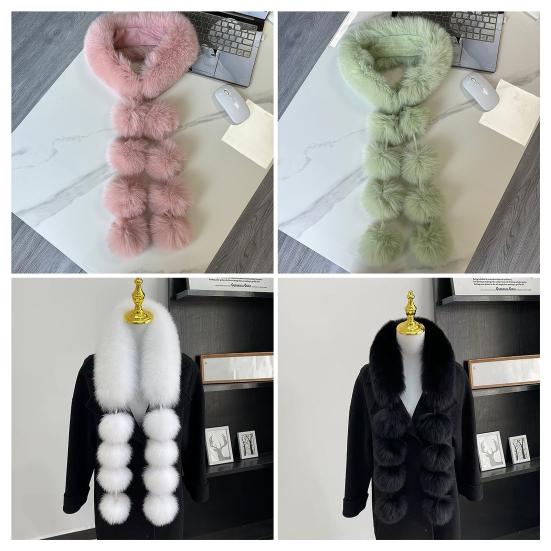 Faux Fur Scarf with Magnetic Closure Solid Color Soft Plush Design Scarf Wrap Windproof