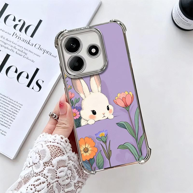 Cute Cartoon Bunny Rabbit Plating Phone Case For Xiaomi Redmi Note 14 15 Pro Plus 13 12 11 11S 11T 10 9S 9 5G Anti-Fall Airabag
