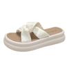 Retro One-word Platform Slippers 2025 Summer New Shoes Fashion Casual Middle Heel Women's Shoes Versatile Sandals