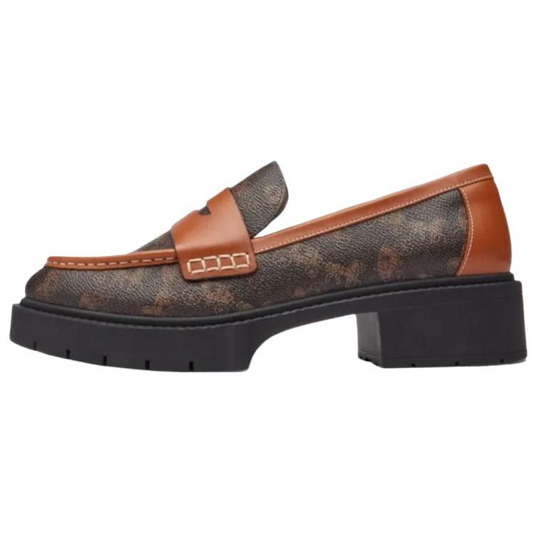 Coach Лоферы слипоны Leah из кожи с круглым носком и принтом в виде конной кареты 4 см женские коричневые CAR46-W8F 385 20389₽