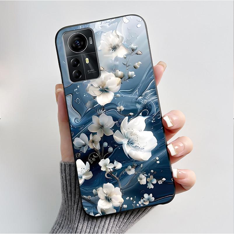Für ZTE Blade A72S A7050 Hülle Für ZTE Blade V41 Smart Cover Luxus Mode Schmetterling Blume Silikon Weich Schwarz TPU Stoßfänger Schale