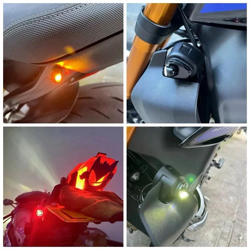 8mm Aluminium Motorcycle Mini LED Turn Signal Lights Lamp Flasher Indicator DRL Brake Stop Lights for Cafe Racer Bobber Chopper