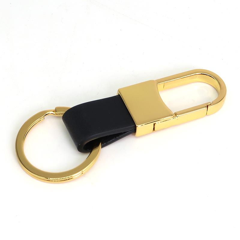 Men's Genuine Leather Car Keychain with Zinc Alloy Waist Clip and Customizable Laser Logo