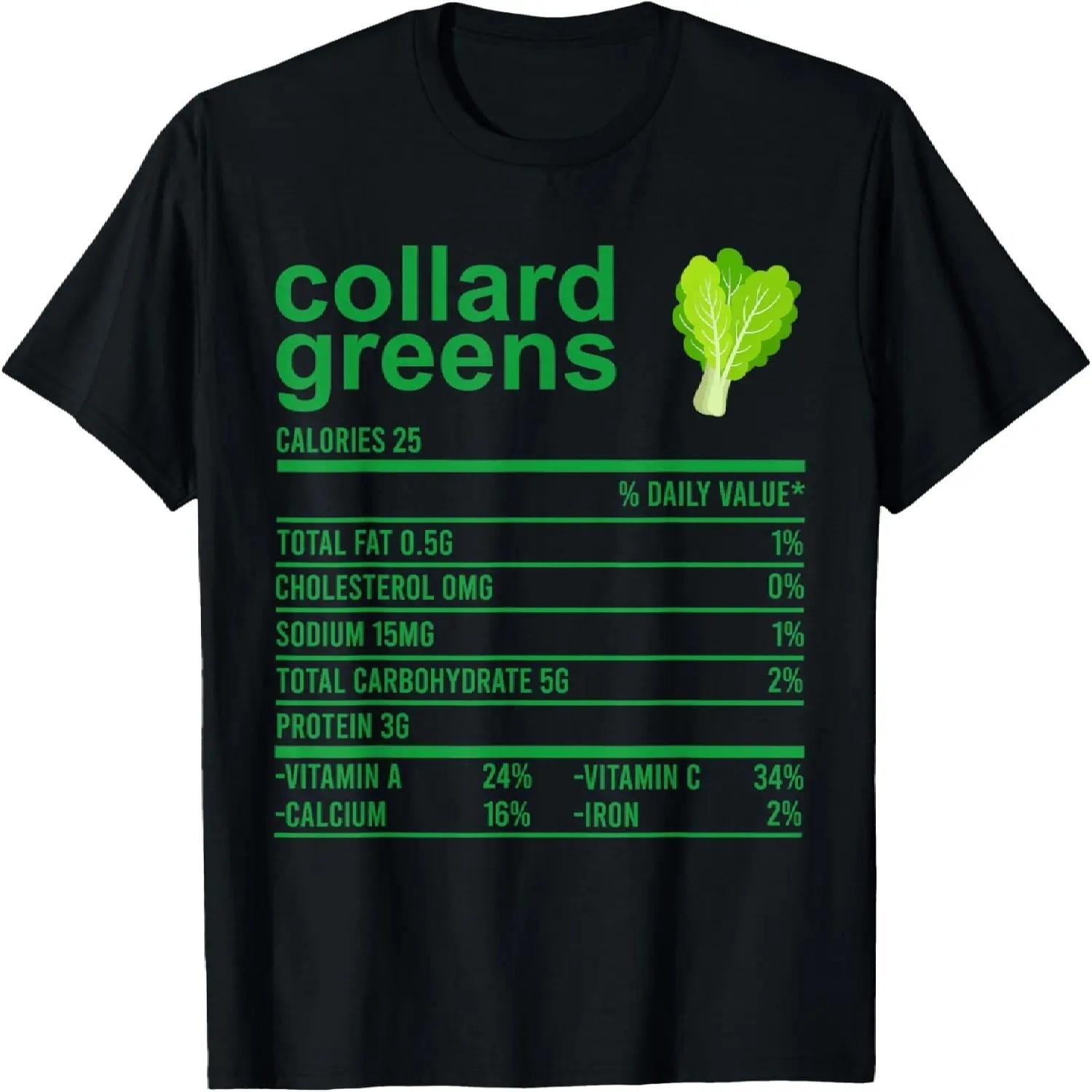 Funny Nutrition Fact Food Shirt, Collard Greens Thanksgiving T-Shirt S