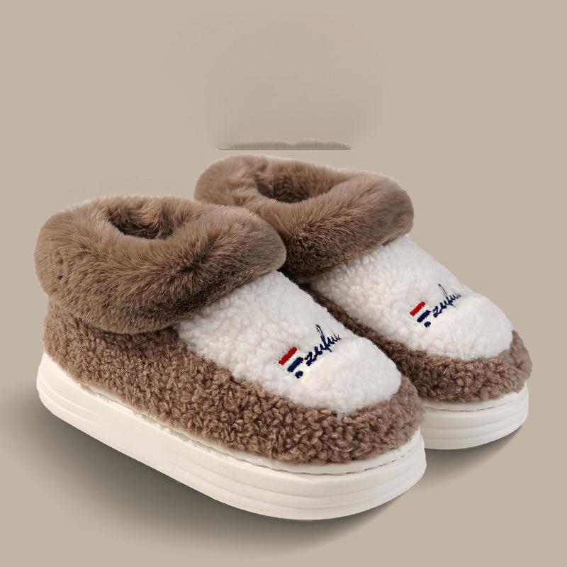 

Mens Oversized Winter Slippers Thick Non-Slip EVA Sole Heated Fleece Lining Indoor Outdoor Use Striped Shoelace Design Size 49-50EU/CN50-51