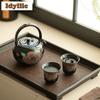230ml Cloisonné Black Glaze Lifting Handle Teapot Japanese Tea Infuser Pot Tea Brewing Kettle With Strainer Drinkware Ornaments