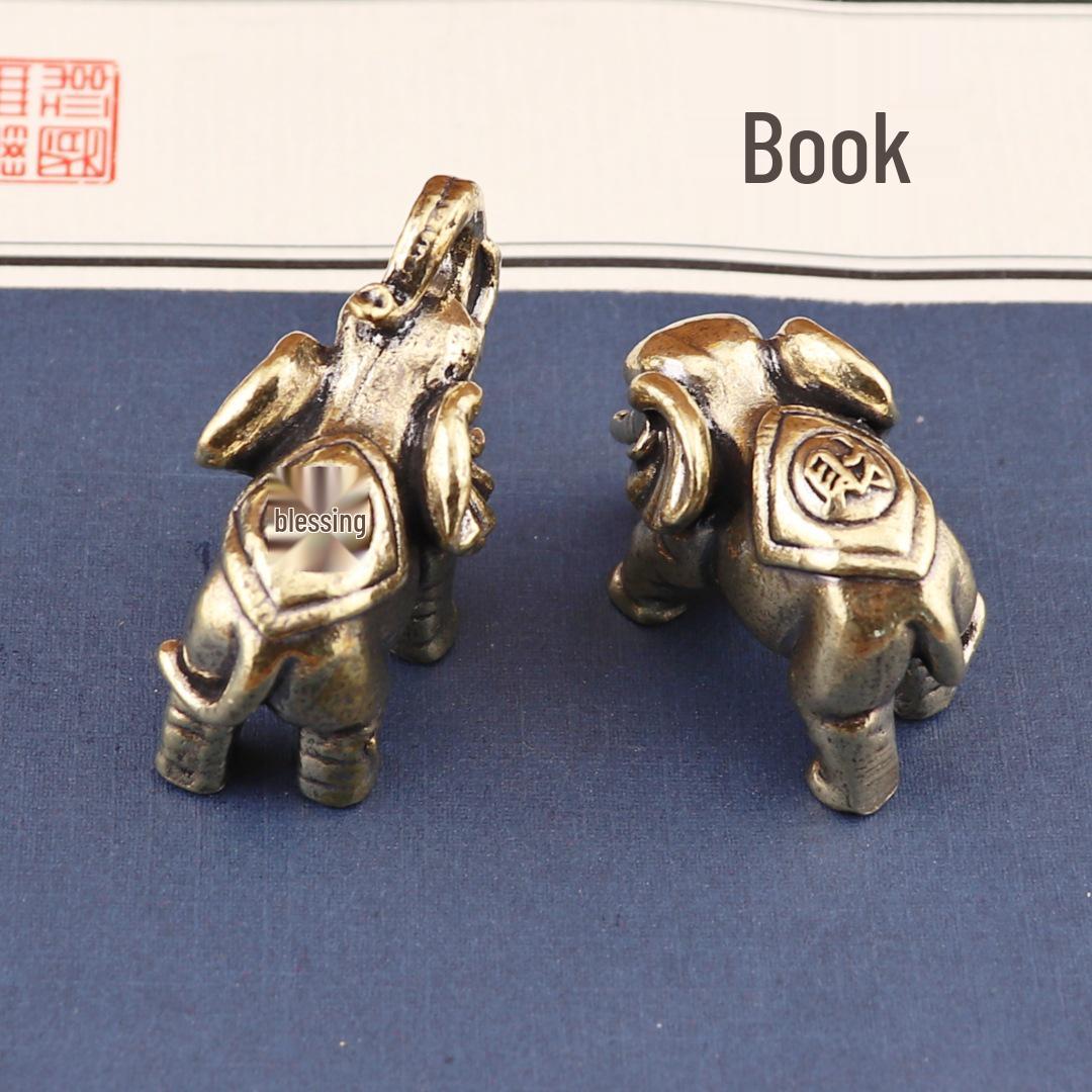 

Пара слонов из латуни - Декор ручной работы для богатства и удачи, настольное украшение или чайный питомец