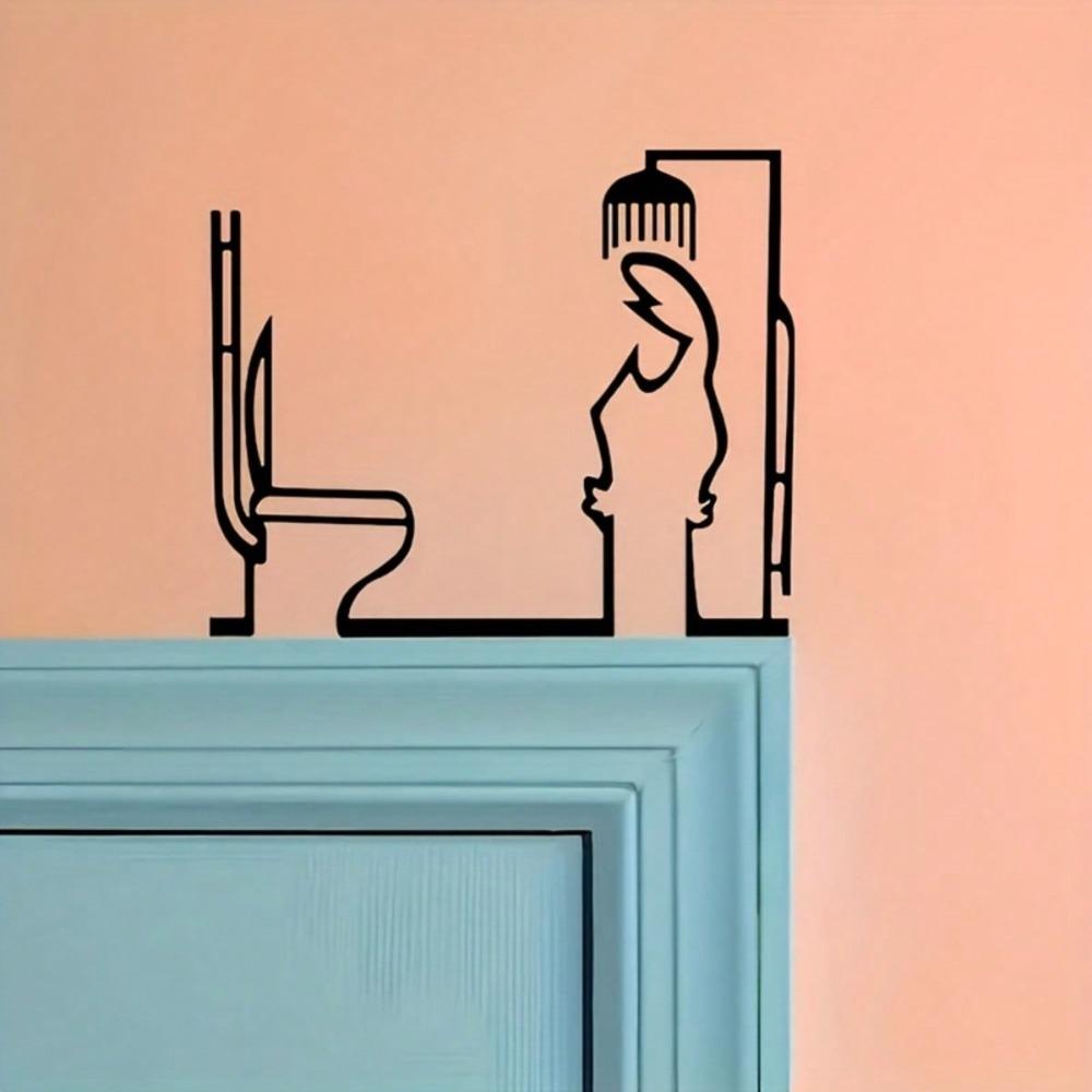 Decorazione Porta Bagno Minimalista in Metallo Nero La Linea Art Installazione Facile Decorazione Casa