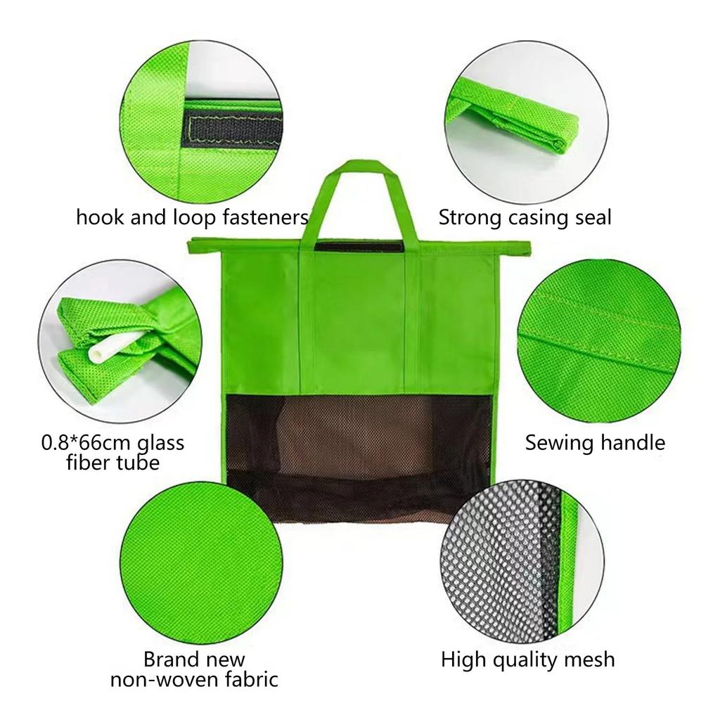 Reusable Shopping Cart Bag, Storage Bag, 4-in-1 Foldable Shopping Bag With Dividers, Non-woven Supermarket Shopping Bag, Eco-friendly Plastic .