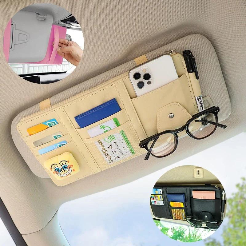 Car Sun Visor Bill Pen Business Card Holder CD Organizer Storage Box Sunglasses Clip Stowing Tidying Car Accessories Amagi