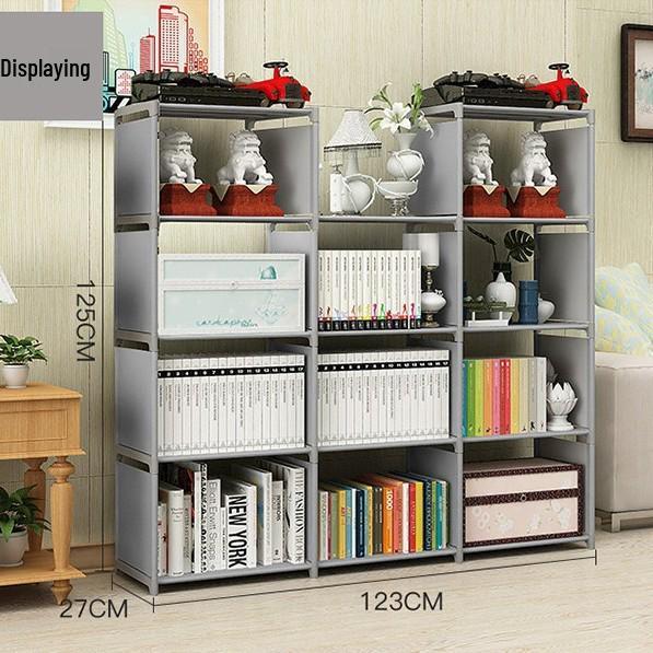 Large Combination Bookshelf: Floor-Standing Storage Rack with Desktop Steel Pipe Shelves for Kids