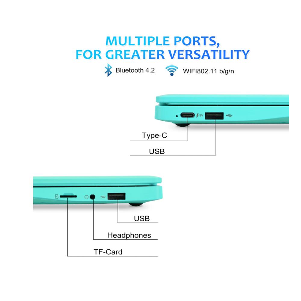 Novo Laptop Infantil de 10,1" Polegadas com Sistema Operacional Android 12 2GB Ram 64GB Rom Bluetooth Wi-Fi Azul