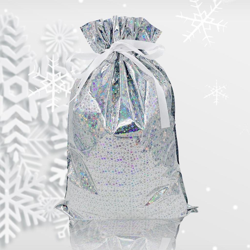 Drawstring Christmas Gift Bags, New Foil Gift Bags, Decorative Gift For Holiday Celebrations, Portable Multicolor Gift Pouches For Kids