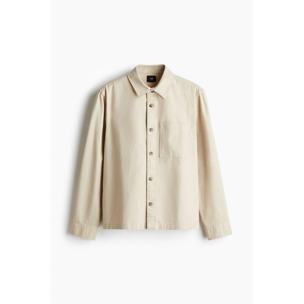 H M Regular Fit Cotton Twill oversHirt Beige