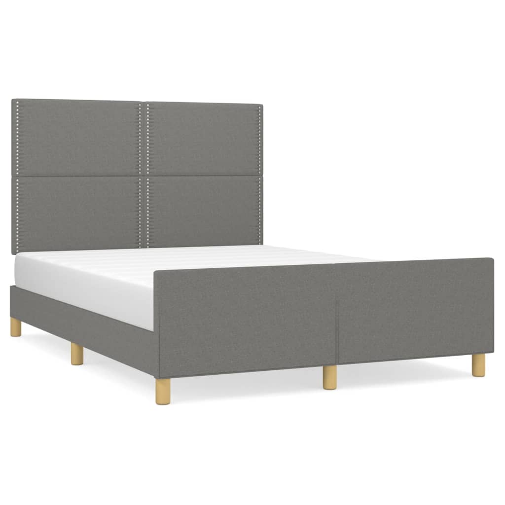 Vidaxl Bed Frame Without Mattress, Dark Gray, 140X200 Cm, Upholstered