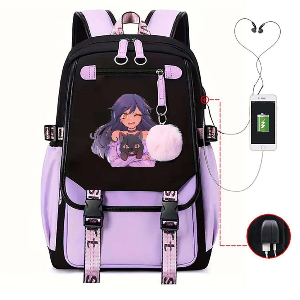 My World Harajuku Leisure Backpack Junior High School Student Elementary School Student Multifunctional USB School Bag Female