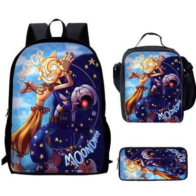 Mochila Escolar Sundrop Fnaf Mochila Cartoon Moda Bolsa para Meninos Mochila Escolar de Estudante Mochila de Viagem-560hj