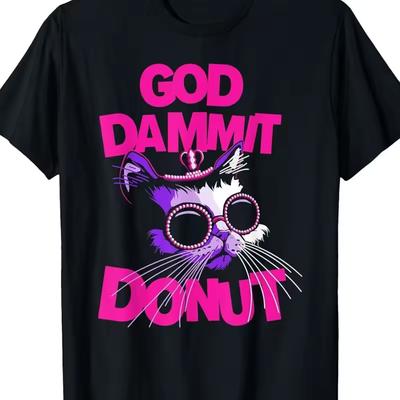 Oh My God, It's Terrible! "Sweet Donut Cat T Shirt for Men and Women - Fun Retro Pattern T Shirt Summer New Edition