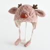Cappello invernale antivento in peluche per bambini con orecchie da renna 3D - Caldo, carino, pullover con protezione per le orecchie