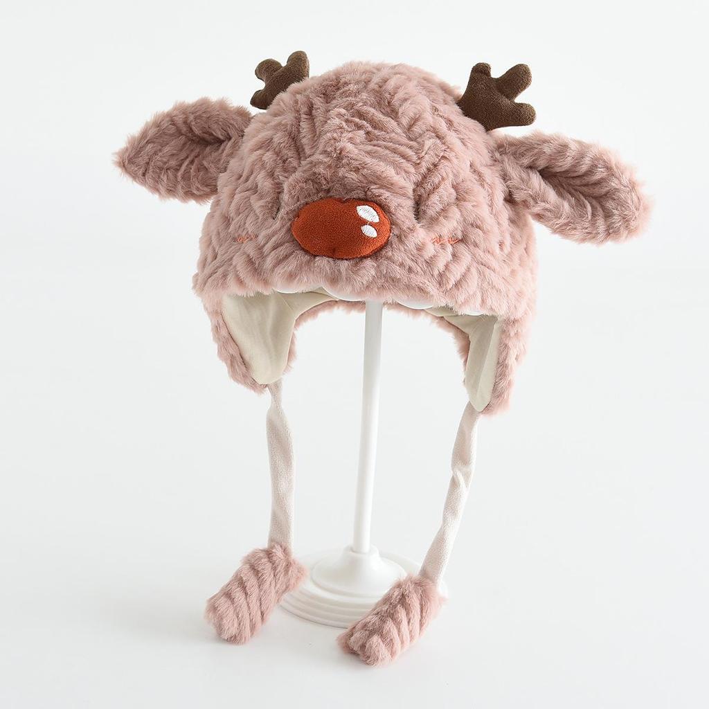 Cappello invernale antivento in peluche per bambini con orecchie da renna 3D - Caldo, carino, pullover con protezione per le orecchie