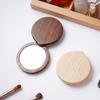 Wooden HD Handheld Mirror Portable Portable Small Mirror Slide Cover Mini and Simple Cosmetic Mirror Female Custom Creative Gift