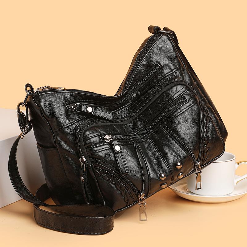 Women's Bag Soft Leather Multi-layer Shoulder Crossbody Bag Mother Bag