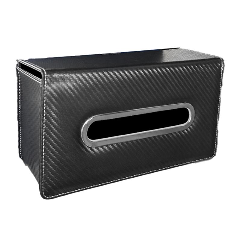 

Car Tissue Box Leather Hanging Bag Seat Back Armrest Storage Box Backseat Tissue Case Fix Strap Interior Accessories