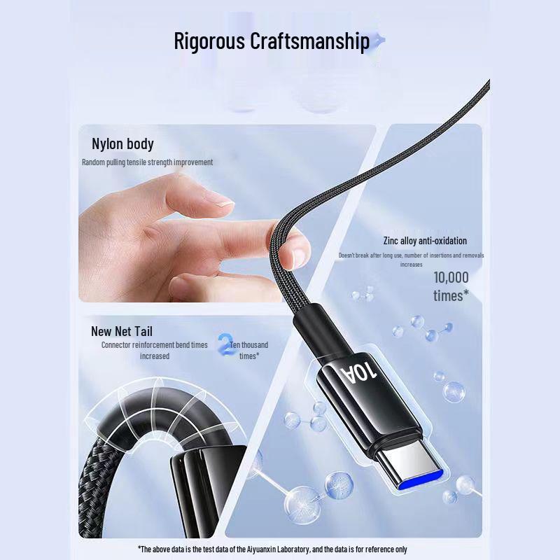 10A 120W Superschnelles Ladekabel Geflochten USB auf Type-C für Huawei P70/P80 & Honor 400/80