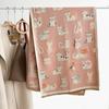 Double-Sided Cat Embroidered Scarf - Soft Polyester, Black & Cream Animal Pattern with Fringe, Warm & Stylish for Winter Outings