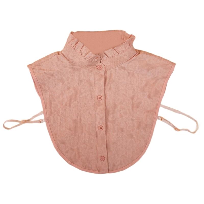 

Vintage Ruffled Mock Neck False Collar Detachable Blouse Button Down Half Shirt Crop Top Clothing Accessory for Women