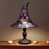 Yousheng Buntglas Hexenhut Lampe, USB-betriebenes Nachtlicht, Handgefertigte Harz-Buntglas Schreibtischlampe, Halloween Gothic Dekor für Schlafzimmer