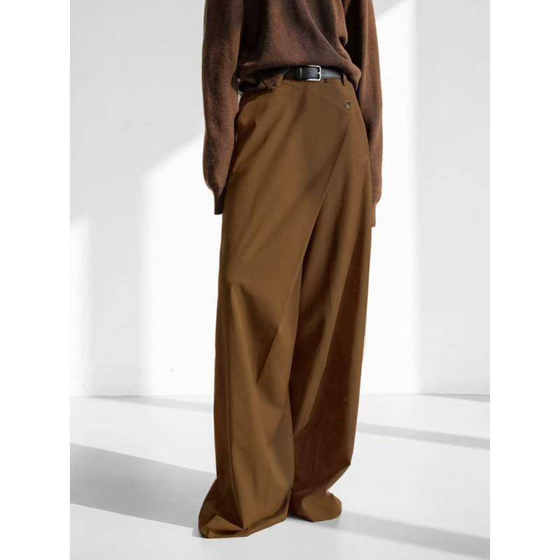 Western Style High Waist Loose Trousers Versatile Casual Pants High Waisted Loose Casual Pants