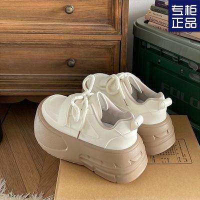 2025 nouvelles chaussures blanches à plateforme polyvalentes à bout rond printemps, haut de gamme, rétro, légères, étudiantes, décontractées, chaussures de skate