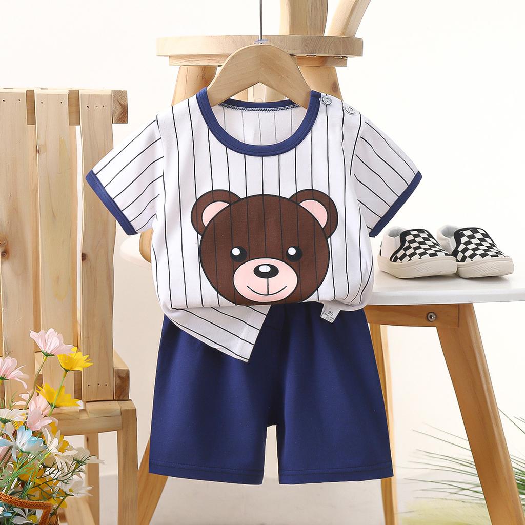 Children's Short-Sleeved Suit Boys' Cotton T-shirt Baby Children's Summer Clothing Girls' Shorts Clothes for Babies Summer Clothes