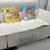 Cute Cartoon LineS Dog Pillow Case Removable Washable Cushion Cover – All-Season Soft Linen
