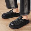 Black Platform Mules Mens Backless Loafers Slippers Thick Bottom Half Shoes For Men Closed Toe Sandals Semi-Drag Casual Shoes