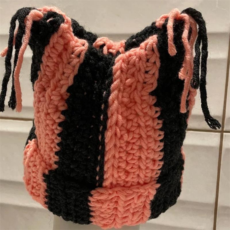 New Handmade Crocheted Love Bunny Ears Tassel Wig Hat Personalized Fashionable Adult Hat