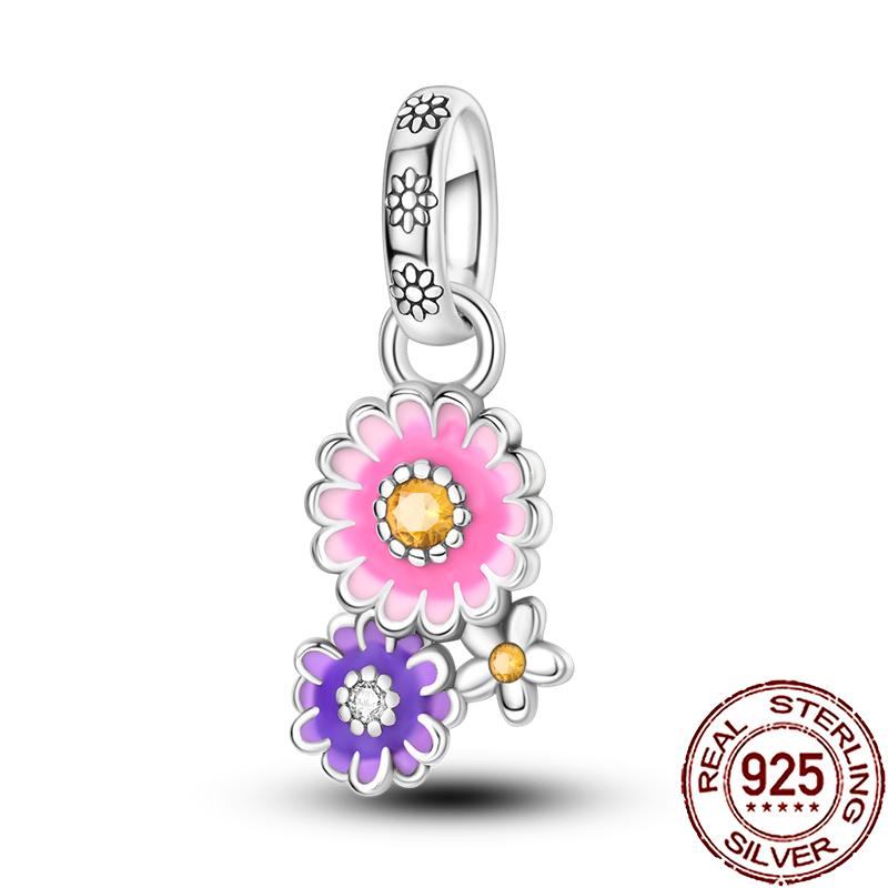 New Charms Copper Colorful Plant Flower Fruit Charm Beads Fit Snake Chain Bracelet Necklace Women Diy Jewelry