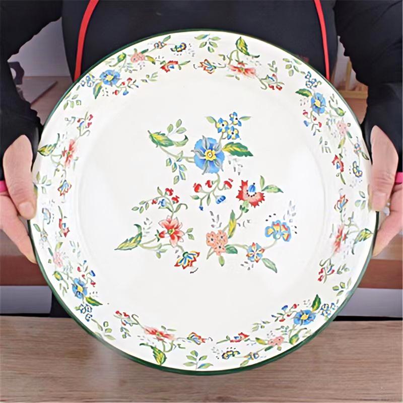 YAHOO Speciale Set Bacinelle Smaltate Thi per Uso Domestico Bacinella per Lavare Verdure Bacinella per Ripieno Ravioli rotonda ape Utensili da Cucina Fatti a Mano