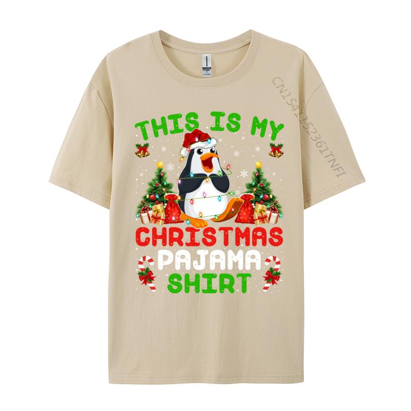 This Is My Christmas Pajama Shirt Emperor Penguin Christmas T-Shirts Adult Tops T Shirt Men Tee Shirt Male